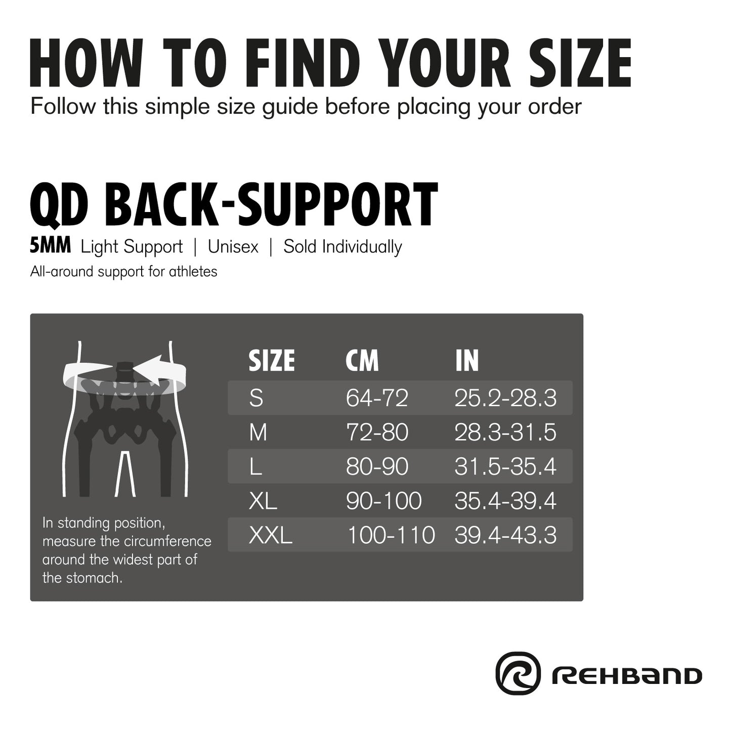 Rehband QD Back Support 5mm Black || CLEARANCE