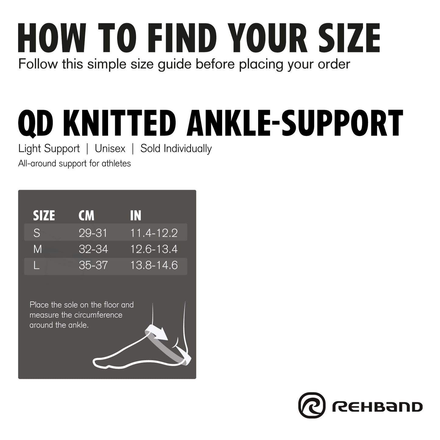 Rehband QD Knitted Ankle Support Grey