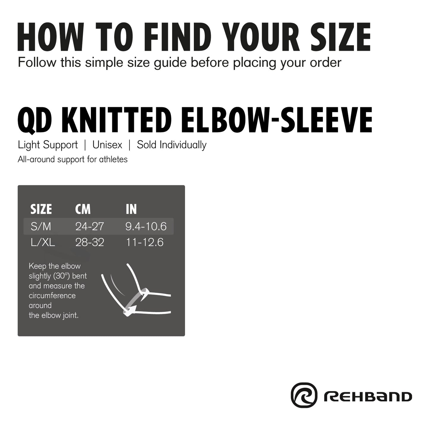 Rehband QD Knitted Elbow Support Grey || CLEARANCE