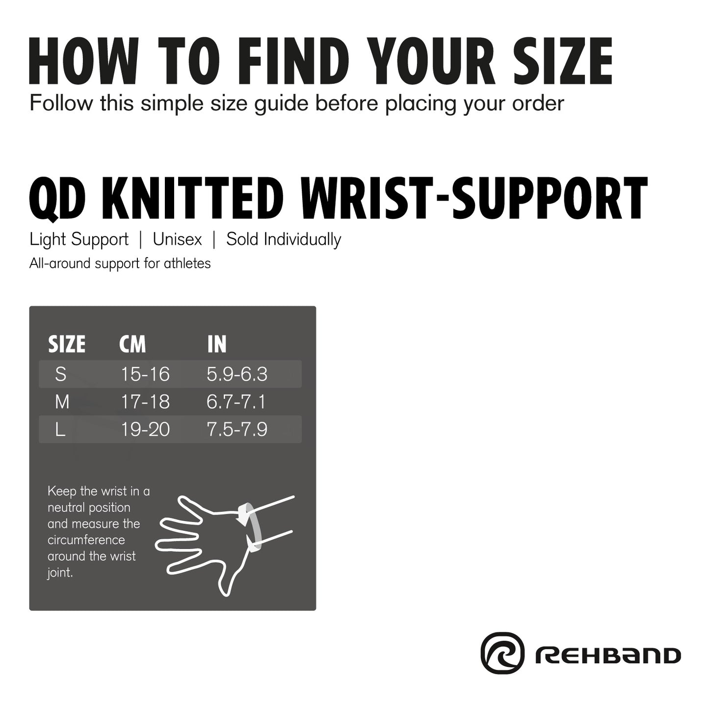 Rehband QD Knitted Wrist Support Grey