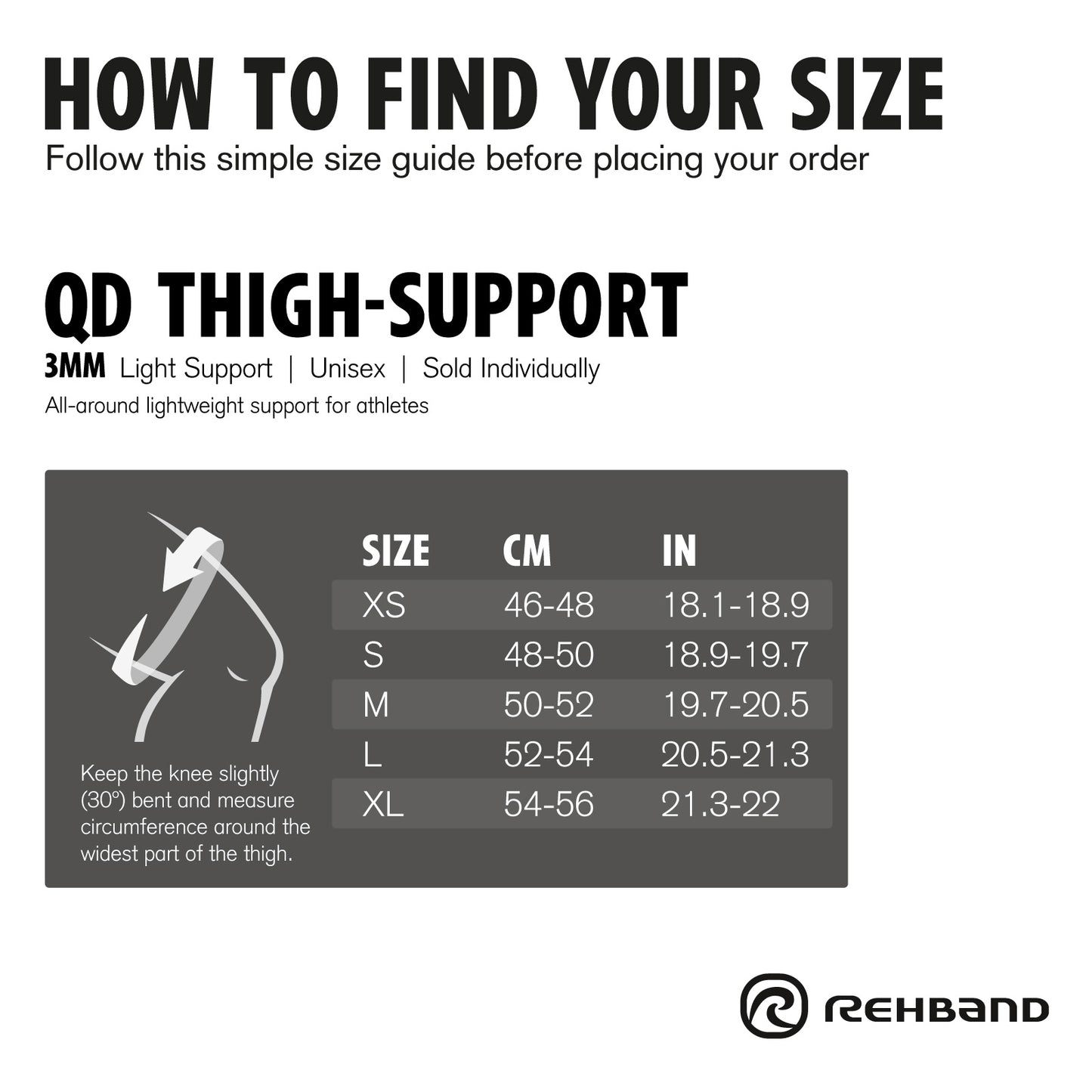 Rehband QD Thigh Support 3mm Black