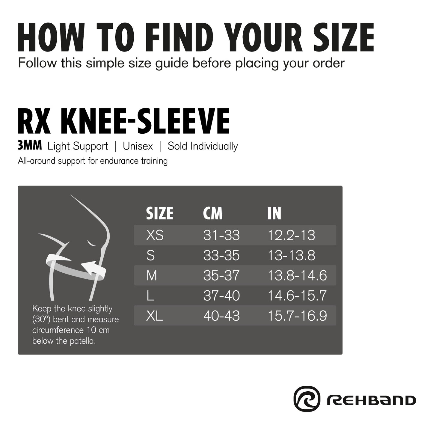 Rehband Rx Knee Compression Sleeve 3mm