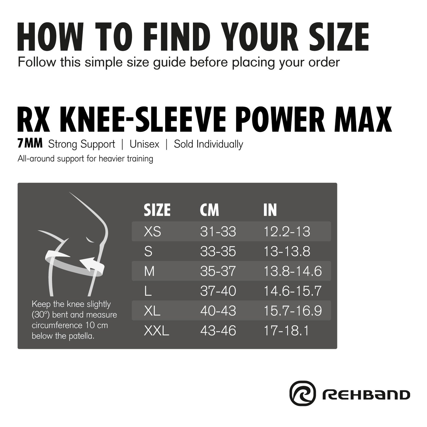Rehband Rx Knee Sleeve Power Max 7mm Black