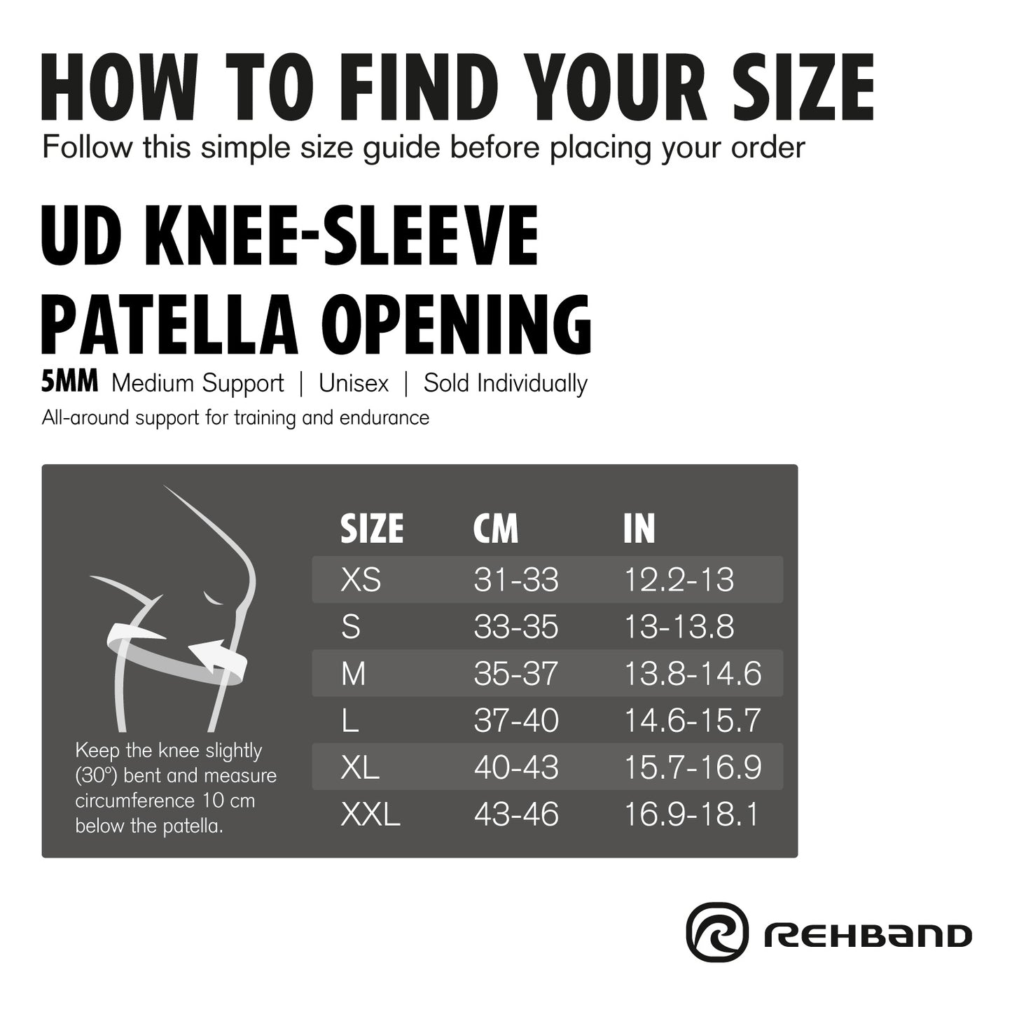 Rehband UD Knee Sleeve Patella Opening 5mm Black