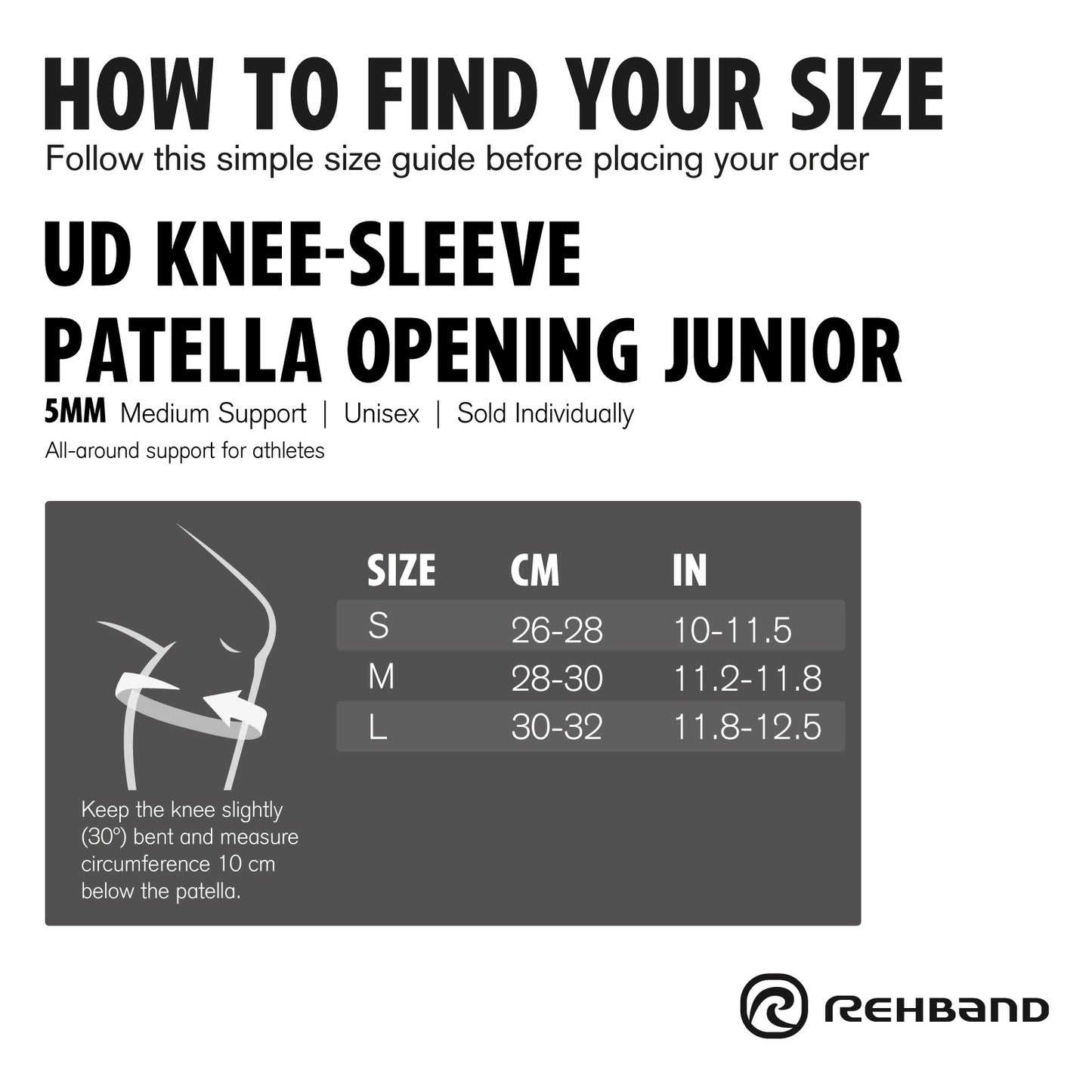 Rehband UD Knee Sleeve Patella Opening Junior Black