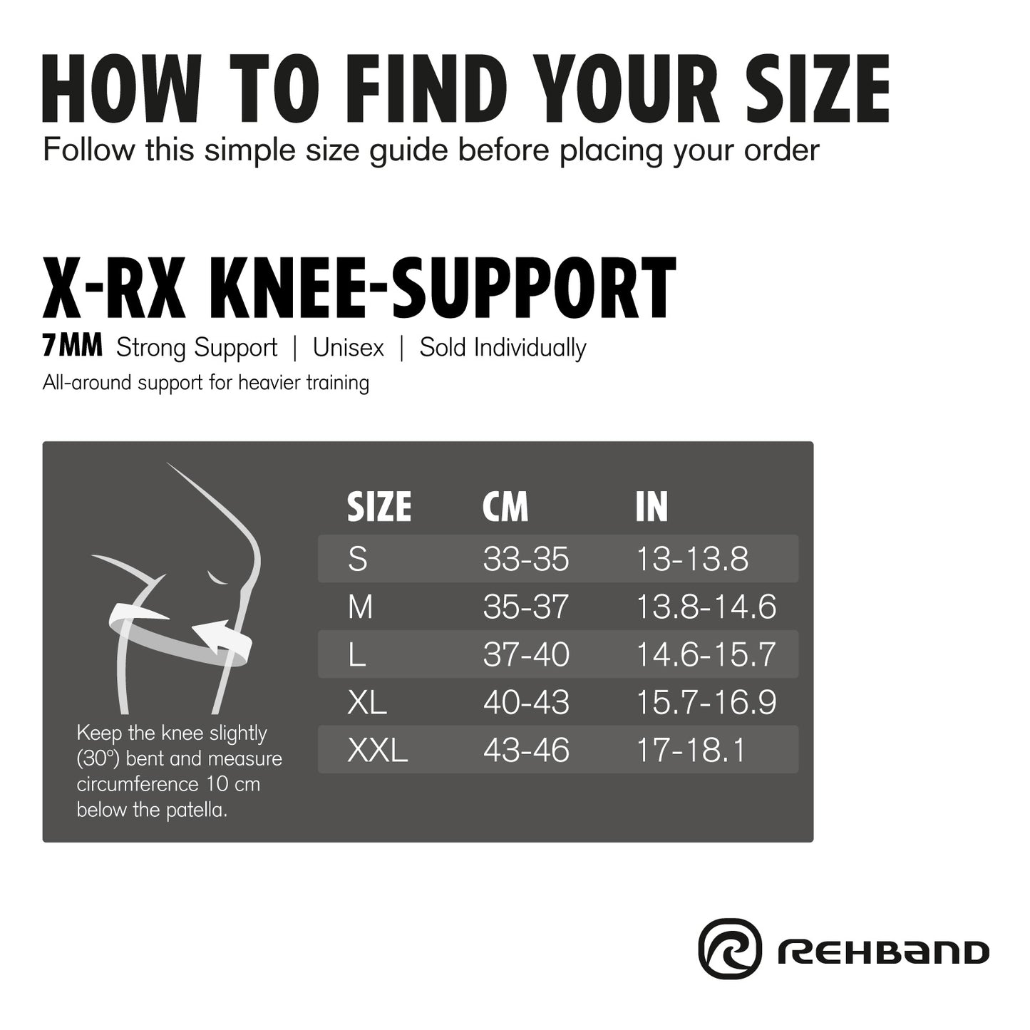 Rehband X-Rx Knee Support 7mm Black(With Straps)