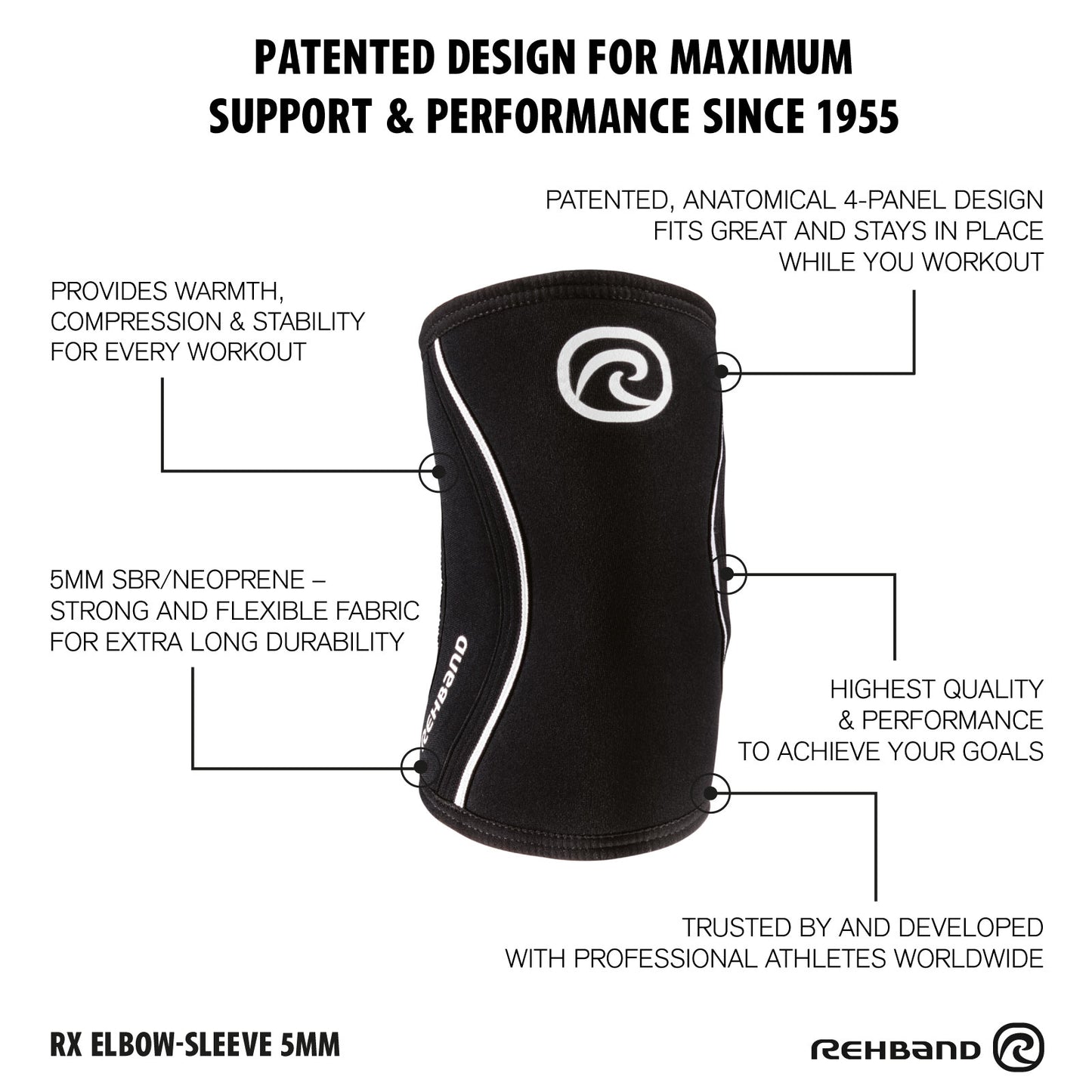 Rehband Rx Elbow Compression Sleeve 5mm