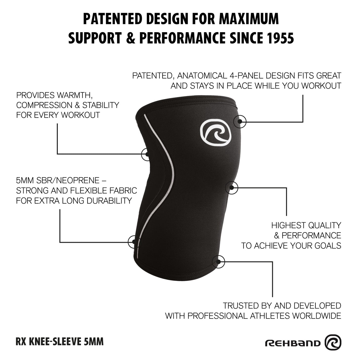 Rehband Rx Knee Compression Sleeve 5mm