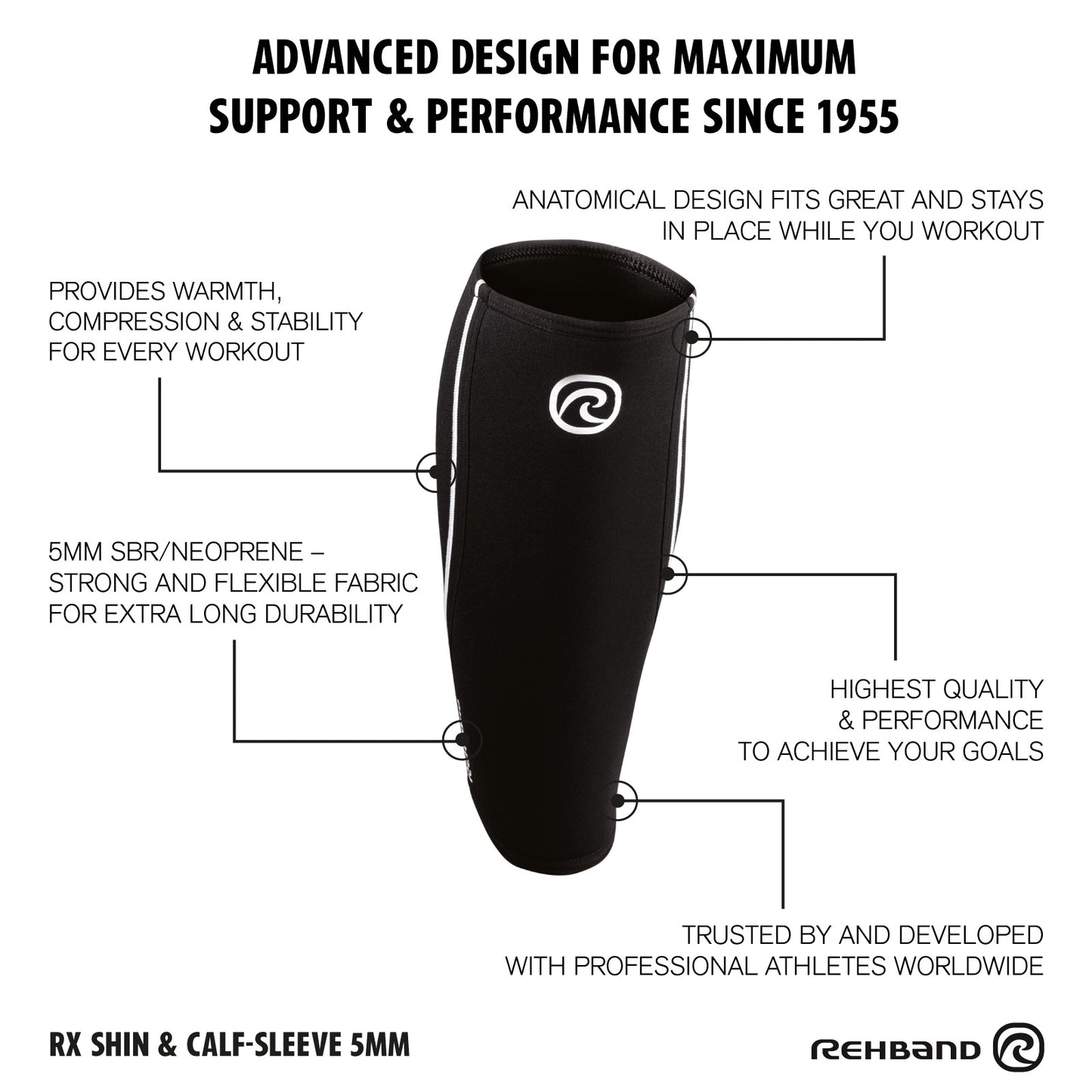 Rehband Rx Shin&Calf Sleeve 5mm Black