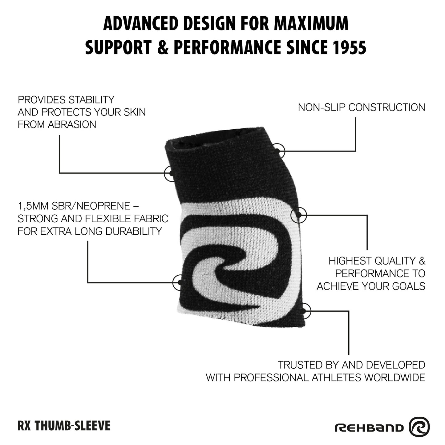 Rehband Rx Thumb Sleeve Black