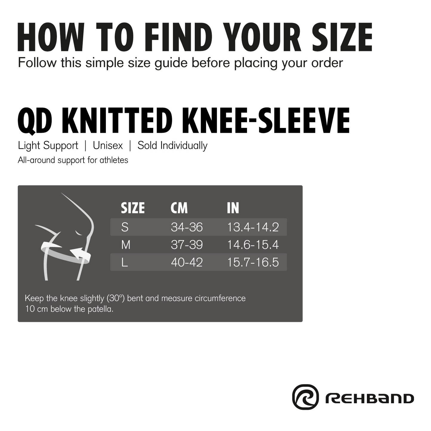 Rehband QD Knitted Knee Support Grey